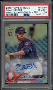 Shane Bieber RC 2018 Topps Chrome Update #HMT59 Auto Refractor PSA 10 - Picture 1 of 2