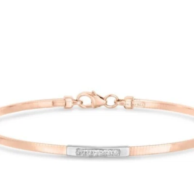 14k Rose Gold 7" Fashion Omega 0.06ctw Natural Diamond Bar 3 MM  Chain/Bracelet Foto 1 de 4