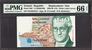 Irlanda 10 libras 1998 repuesto 'NNN' Pick-76b gema UNC PMG 66 EPQ - Imagen 1 de 2