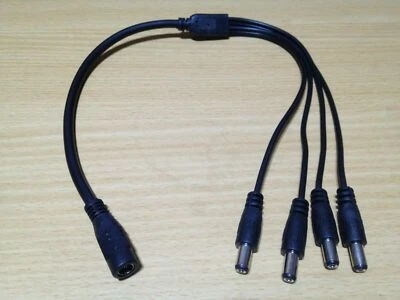 4pcs DC 1 Female to 4 Male Power Splitter Cable for CCTV Security Camera System - Image 1 of 3