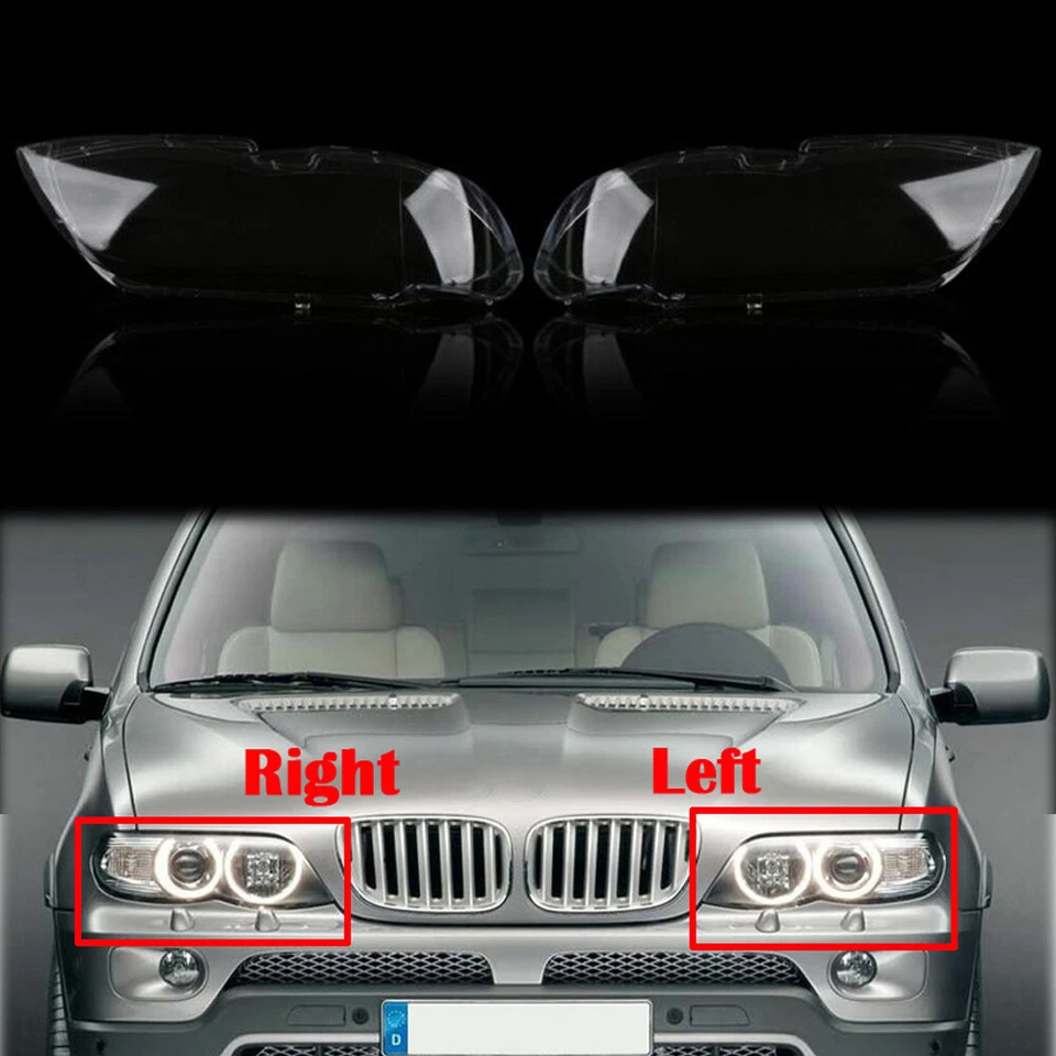 Par de cubiertas de cristal de faros para BMW X5 E53 530i 544i 2004-2006 Foto 1 de 4
