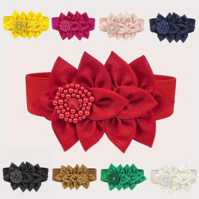 Large Flower Decorative Belt Stretch Cummerbunds Wide Dress Belt Solid Color W - image 1 of 4
