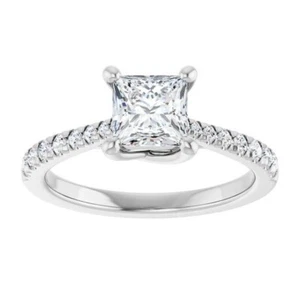 1 ct Princess Cut D-VVS1 Moissanite Wedding Engagement Ring S925 Sterling Silver - Picture 1 of 12