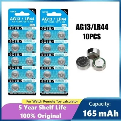 20Pcs AG13 LR44 A76 357 357A LR1154 SR1154 SR44 1.5V Button Battery Coin Cell - Image 1 of 4