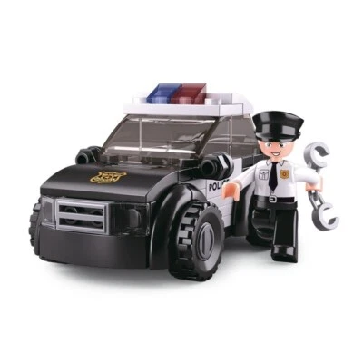 Police Bricks Blocks Cruiser Car Black & White - Image 1 of 2
