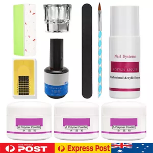 Complete Acrylic Nail Art Kit Liquid Clear White Pink Powder Primer DIY AU Post - Picture 1 of 11