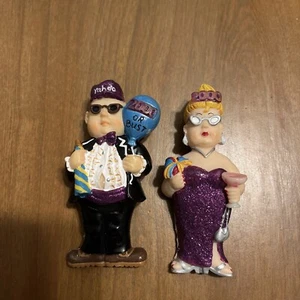 Y2K 2000 or Bust Party pin brooch Boston Warehouse 1999 Sears Party Couple EUC - Picture 1 of 2