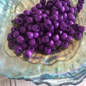 Czech Wooden Beads High Quality Purple Barrel Beads x 100 (10mm x 8 mm)Brand New - Picture 1 of 1