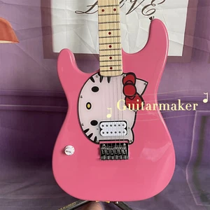 Left Handed ST Pink Electric Guitar Maple Neck Basswood Body 21 Frets in Stock - Picture 1 of 7