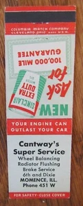 CANTWAY'S SINCLAIR GAS STATION & MOTOR OIL MATCHBOOK COVER: MOMENCE, ILLINOIS -G - Picture 1 of 1