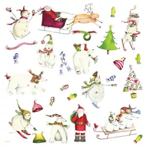 WINTERURLAUB WEIHNACHTEN Wandsticker 27 Aufkleber festlich Weihnachtsmann Schneemänner Baum - Bild 1 von 3