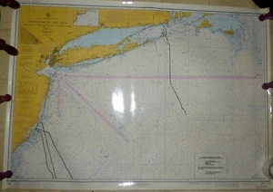 Nantucket zu Five Fathom Bank Telefon Kabel Karte 34" x 48" laminierte Karte - Bild 1 von 3