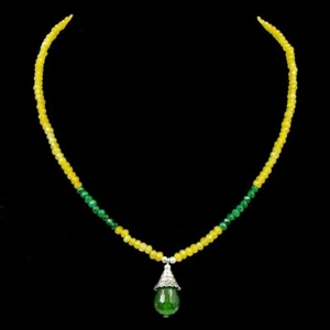 BAILYSBEADS wunderschöne gelb Saphir & Smaragd Halskette Collier behandelt CV98 - Bild 1 von 3