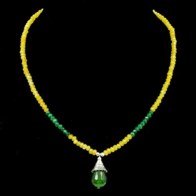 BAILYSBEADS wunderschöne gelb Saphir & Smaragd Halskette Collier behandelt CV98 - Bild 1 von 3