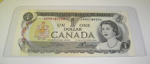 (ONE) 1 Dollar 1973 Canada Banknote SN: AMM0180206 UNC Holder Parliament Hill - Imagen 1 de 4