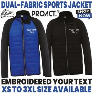 Personalised Custom Embroidered Proact Contrast Zip Dual Fabric Sports Jacket - Picture 1 of 6