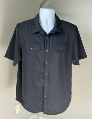 Camisa elástica tejida Gerry Tech para hombre talla L gris ahumado manga corta con botones Foto 1 de 4
