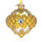 Jeweled Golden Leaves on Clear Glass Onion Finial Christmas Ornament