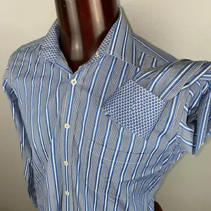Camisa Bugatchi Uomo Para Hombres M Abotonada Rayas Puño Abatible JU - Imagen 1 de 12