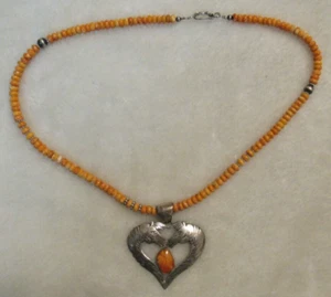 Collana di perline Navajo argento sterling arancione spinoso ostrica Mark Yazzie cavalli - Foto 1 di 13