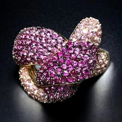 Anillo de cóctel Estate oro rosa 14K EFFY zafiro rosa nudo torcido grande 8cttw Foto 1 de 4