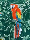 It's 5 O'Clock Somewhere! Tropical Parrots Birds Barkcloth Era Vintage Fabric