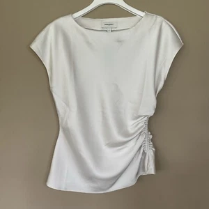 NWT White Satin Top Women M Banana Republic Bride Side Ruch Shirred Elegant - Picture 1 of 6