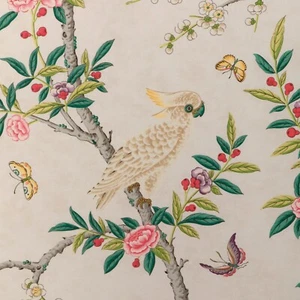 BRUNSCHWIG & FILS KANCHOU FLORAL BIRD BUTTERFLY PRINT FABRIC 10 YARDS MULTI - Picture 1 of 4