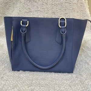 Dagne Dover Signature Laptop Travel Tote Coated Canvas Navy Blue - Picture 1 of 6
