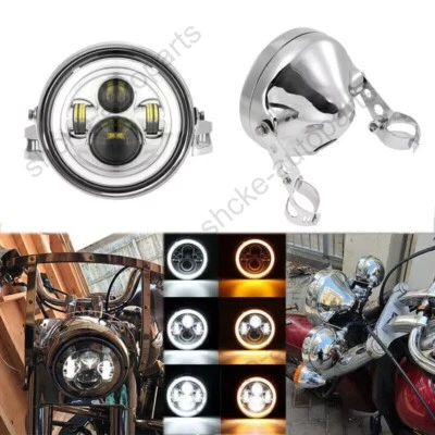 Cubo de carcasa de faros LED de 7" para Harley Super Glide Sportster 883 1200 Dyna Foto 1 de 4