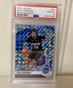 2020 Panini Mosaic Reactive Blue Cole Anthony RC Magic #207 PSA 10 GEM MINT 💎 - Bild 1 von 3