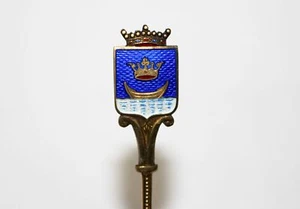Corona esmalte de recuerdo de té chapado en oro plateado vintage envío 813 N 813N - Imagen 1 de 5