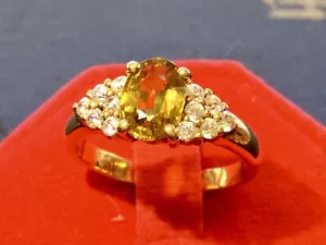 Anello oro 20 kt zaffiro giallo fatto a mano vintage zaffiro anello oro gemma per donna - Foto 1 di 12