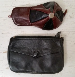 MITTYS COIN WALLET POUCH HAT BROWN & COIN KEY WALLET POUCH BLACK VINTAGE - Picture 1 of 10
