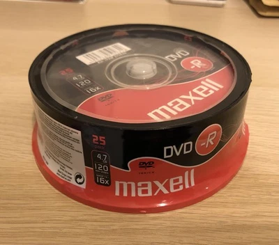 Maxell DVD-R Recordable Blank Discs: Pack of 25 4.7GB 120mins 16x - Image 1 of 2