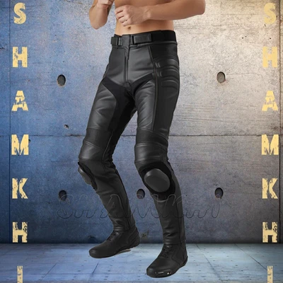 Pantalon De Moto En Cuir Pour Homme Personnalisé Avec Rembourrage Résistant - Imagen 1 de 2