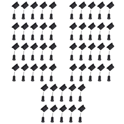 50 Pairs  USB Type C Anti Dust Protective Cover Silicon Port Plug Cover(Black) - Bild 1 von 4