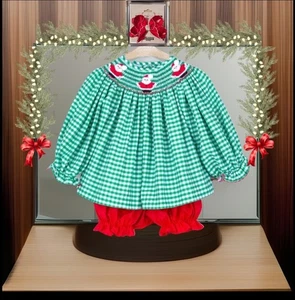 Conjunto de vestido ajustado Southern Sunshine para niñas lazo gratis de Navidad 12 meses nuevo con etiquetas - Imagen 1 de 11