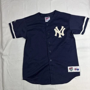 New York Yankees Jersey Youth L MLB Mesh Button Up Majestic Diamond Collection - Picture 1 of 9