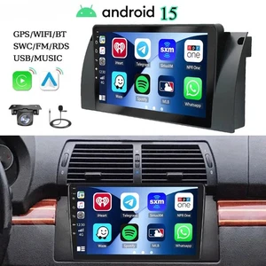 Android 15 Car Radio Apple Carplay For BMW 5 E39 E53 X5 1995-2006 GPS Stereo FM - Picture 1 of 16