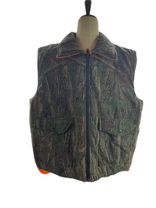 Chaleco de caza reversible grande vintage para hombre cremallera completa camuflaje naranja brillante - Imagen 1 de 10