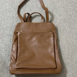 BORSE IN Pelle Made In Italy Brown Leather Sling Bag/Back Pack Bag Purse - Picture 1 of 10