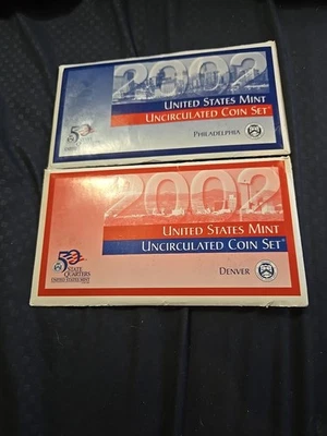 2002 US Uncirculated Coin Proof Set Denver & Philadelphia Mint 10 Coins each - Image 1 of 4