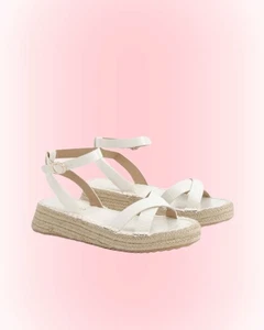 White boho vibe platform sandals - Picture 1 of 7