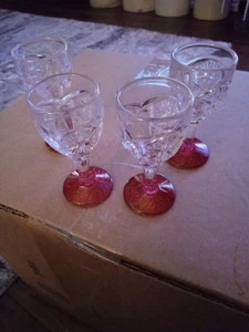 4 Small Imperial Cranberry Stained Glass - Picture 1 of 2