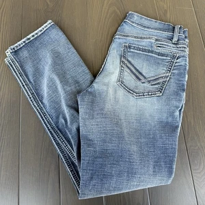 BKE Buckle Jake Straight Jeans Mens 32x34 Mid Wash Blue Premium Stretch Denim - Picture 1 of 14