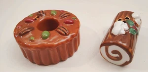 Fruit Cake & Yule Log MINI Salt And Pepper Set Cracker Barrel Collectibles NEW - Picture 1 of 3