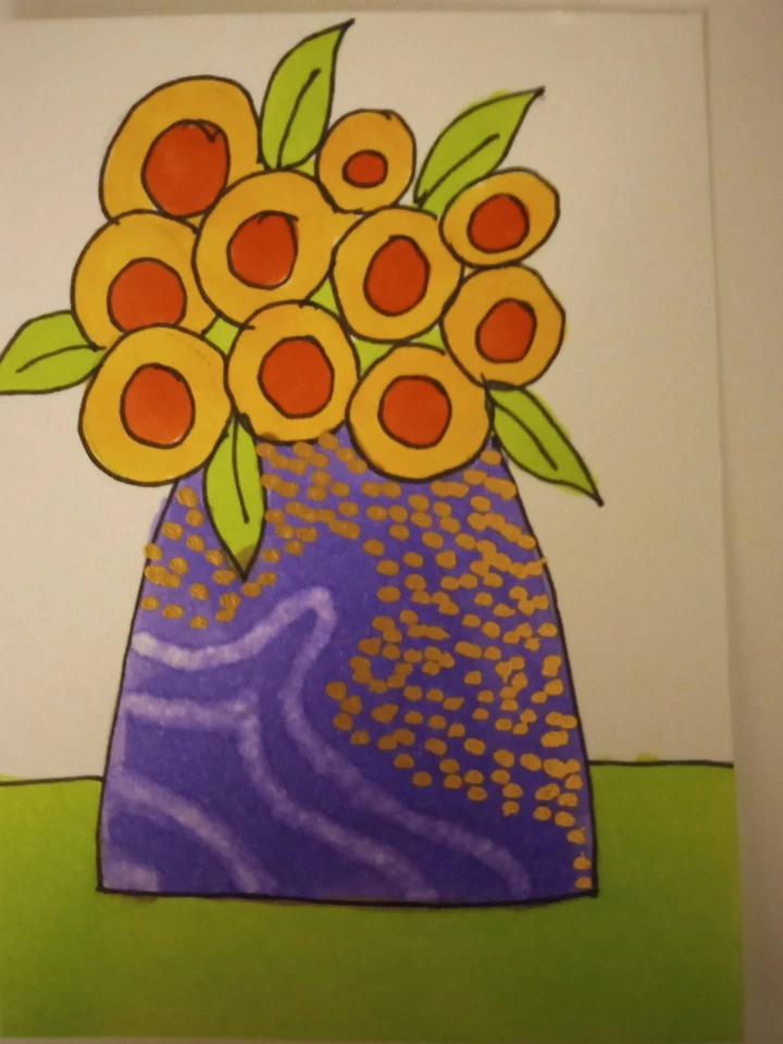 ACEO #2019  Garden #2019  - Original Contemporary Art 2.5"x3.5" Signed 2025 - Image 1 of 1