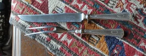 VINTAGE STERLINGSILBER SCHNITZSET ROSTFREIE KLINGE & GABEL - Bild 1 von 8