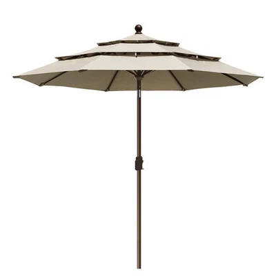 EliteShade USA 9FT 3-Tier Market Patio Umbrella, Non-Fading Acrylic, Antique Bei - Image 1 of 4